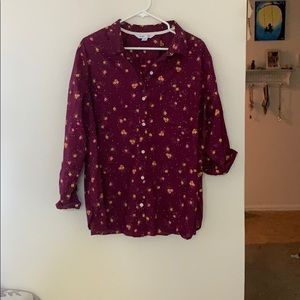 Maroon button up with boob button!